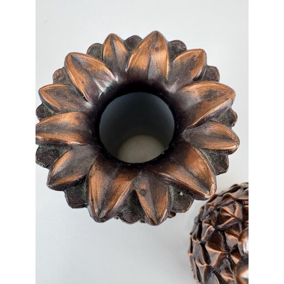 Set of 2 Hawaiian Pineapple Candle Holders Candlesticks Metal 2.5” Tall Souvenir - Picture 7 of 8